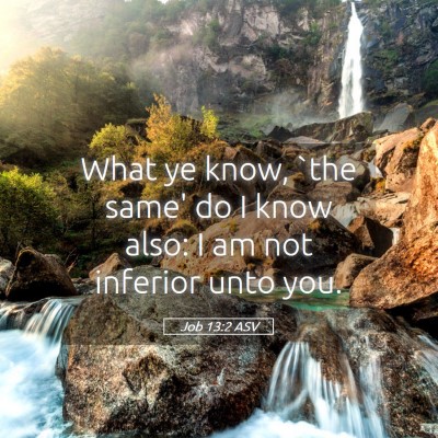 Picture 05 - Job 13:2 ASV - What ye know, `the same' do I know also: I am not - Bible Verse Picture