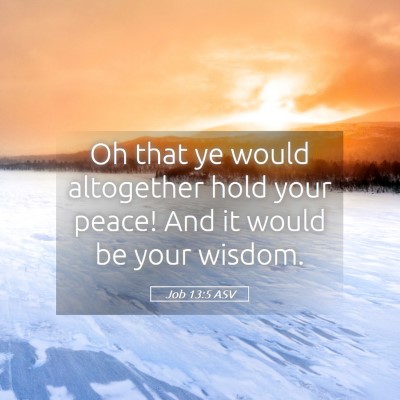 Picture 05 - Job 13:5 ASV - Oh that ye would altogether hold your peace! And - Bible Verse Picture