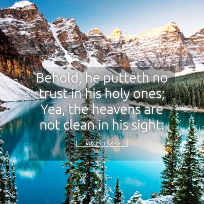 Picture 05 - Job 15:15 ASV - Behold, he putteth no trust in his holy ones; - Bible Verse Picture