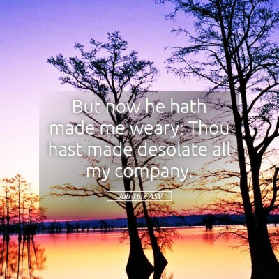 Picture 05 - Job 16:7 ASV - But now he hath made me weary: Thou hast made - Bible Verse Picture