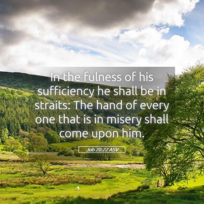 Picture 05 - Job 20:22 ASV - In the fulness of his sufficiency he shall be in - Bible Verse Picture