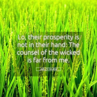 Picture 05 - Job 21:16 ASV - Lo, their prosperity is not in their hand: The - Bible Verse Picture
