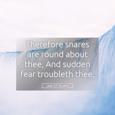 Picture 05 - Job 22:10 ASV - Therefore snares are round about thee, And sudden - Bible Verse Picture