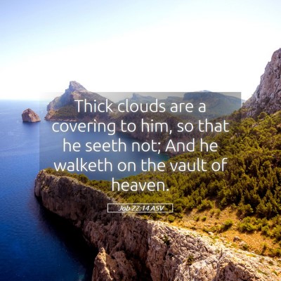 Picture 05 - Job 22:14 ASV - Thick clouds are a covering to him, so that he - Bible Verse Picture