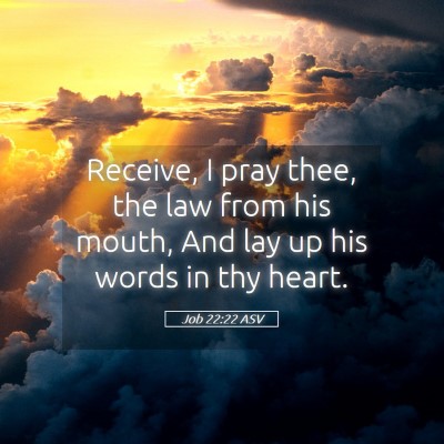 Picture 05 - Job 22:22 ASV - Receive, I pray thee, the law from his mouth, And - Bible Verse Picture