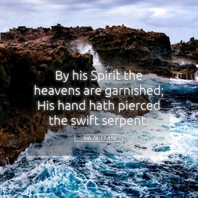 Picture 05 - Job 26:13 ASV - By his Spirit the heavens are garnished; His hand - Bible Verse Picture