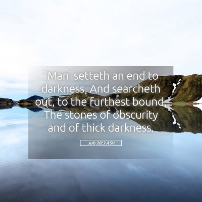 Picture 05 - Job 28:3 ASV - `Man' setteth an end to darkness, And searcheth - Bible Verse Picture