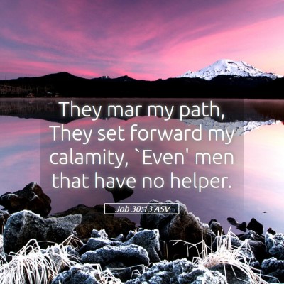 Picture 05 - Job 30:13 ASV - They mar my path, They set forward my calamity, - Bible Verse Picture