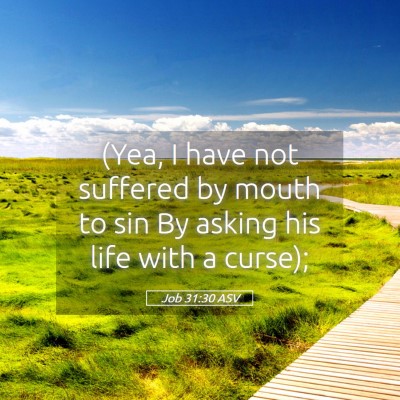 Picture 05 - Job 31:30 ASV - (Yea, I have not suffered by mouth to sin By - Bible Verse Picture