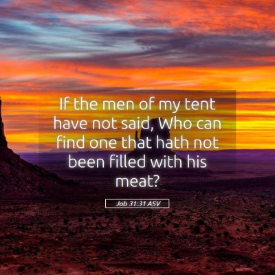 Picture 05 - Job 31:31 ASV - If the men of my tent have not said, Who can find - Bible Verse Picture