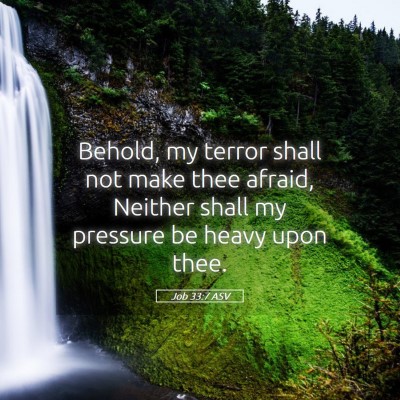 Picture 05 - Job 33:7 ASV - Behold, my terror shall not make thee afraid, - Bible Verse Picture