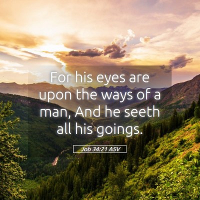 Picture 05 - Job 34:21 ASV - For his eyes are upon the ways of a man, And he - Bible Verse Picture