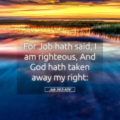 Picture 05 - Job 34:5 ASV - For Job hath said, I am righteous, And God hath - Bible Verse Picture