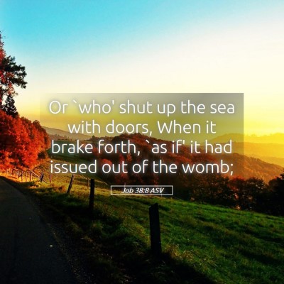 Picture 05 - Job 38:8 ASV - Or `who' shut up the sea with doors, When it - Bible Verse Picture