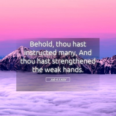 Picture 05 - Job 4:3 ASV - Behold, thou hast instructed many, And thou hast - Bible Verse Picture