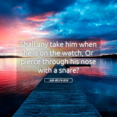 Picture 05 - Job 40:24 ASV - Shall any take him when he is on the watch, Or - Bible Verse Picture