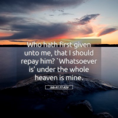 Picture 05 - Job 41:11 ASV - Who hath first given unto me, that I should repay - Bible Verse Picture