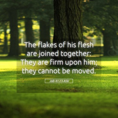 Picture 05 - Job 41:23 ASV - The flakes of his flesh are joined together: They - Bible Verse Picture