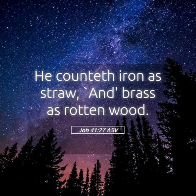 Picture 05 - Job 41:27 ASV - He counteth iron as straw, `And' brass as rotten - Bible Verse Picture
