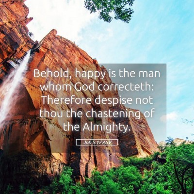 Picture 05 - Job 5:17 ASV - Behold, happy is the man whom God correcteth: - Bible Verse Picture