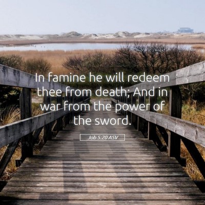 Picture 05 - Job 5:20 ASV - In famine he will redeem thee from death; And in - Bible Verse Picture