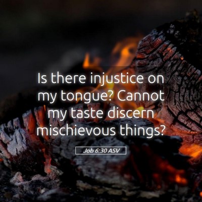 Picture 05 - Job 6:30 ASV - Is there injustice on my tongue? Cannot my taste - Bible Verse Picture