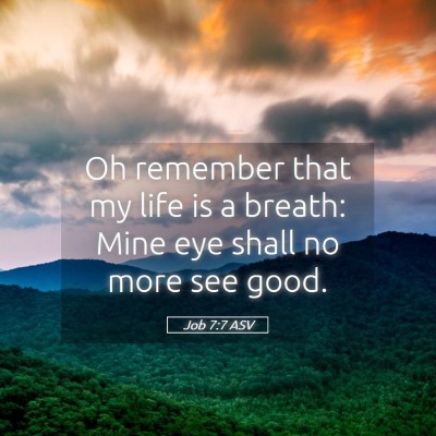 Picture 05 - Job 7:7 ASV - Oh remember that my life is a breath: Mine eye - Bible Verse Picture