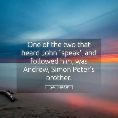 Picture 05 - John 1:40 ASV - One of the two that heard John `speak', and - Bible Verse Picture