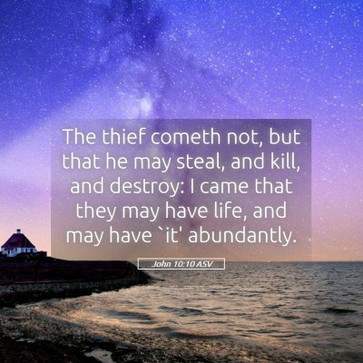 Picture 05 - John 10:10 ASV - The thief cometh not, but that he may steal, and - Bible Verse Picture