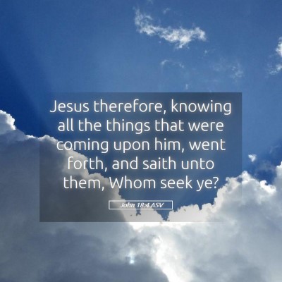 Picture 05 - John 18:4 ASV - Jesus therefore, knowing all the things that were - Bible Verse Picture