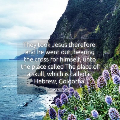 Picture 05 - John 19:17 ASV - They took Jesus therefore: and he went out, - Bible Verse Picture