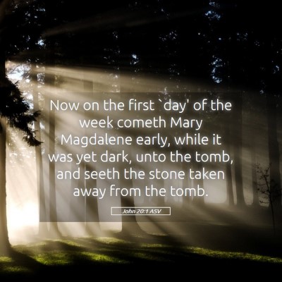 Picture 05 - John 20:1 ASV - Now on the first `day' of the week cometh Mary - Bible Verse Picture