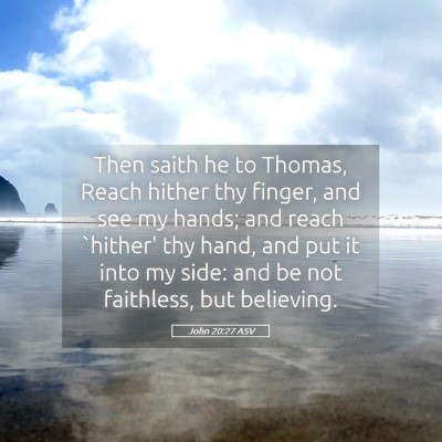 Picture 05 - John 20:27 ASV - Then saith he to Thomas, Reach hither thy finger, - Bible Verse Picture