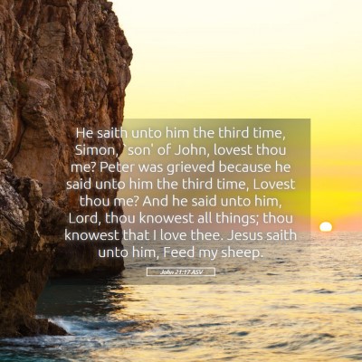 Picture 05 - John 21:17 ASV - He saith unto him the third time, Simon, `son' of - Bible Verse Picture