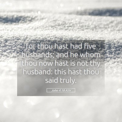 Picture 05 - John 4:18 ASV - for thou hast had five husbands; and he whom thou - Bible Verse Picture