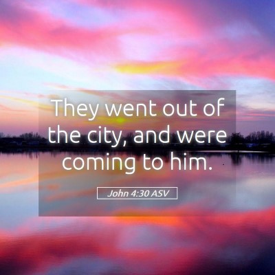 Picture 05 - John 4:30 ASV - They went out of the city, and were coming to - Bible Verse Picture