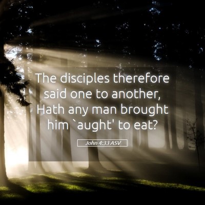 Picture 05 - John 4:33 ASV - The disciples therefore said one to another, Hath - Bible Verse Picture