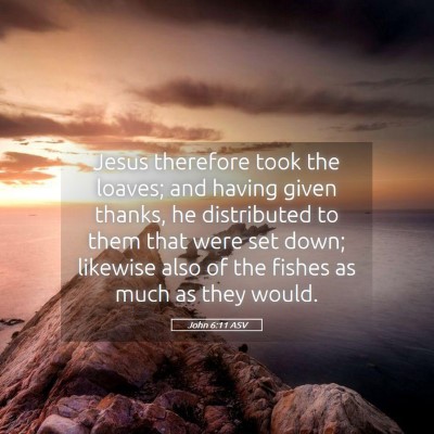 Picture 05 - John 6:11 ASV - Jesus therefore took the loaves; and having given - Bible Verse Picture