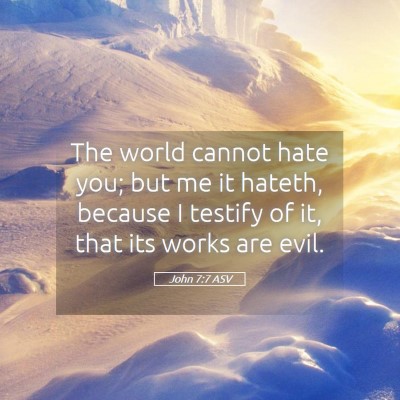 Picture 05 - John 7:7 ASV - The world cannot hate you; but me it hateth, - Bible Verse Picture