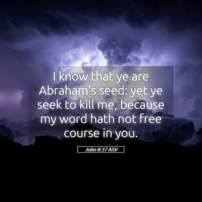 Picture 05 - John 8:37 ASV - I know that ye are Abraham's seed: yet ye seek to - Bible Verse Picture