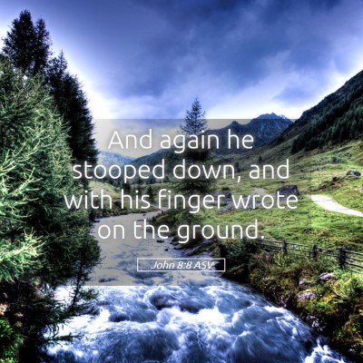 Picture 05 - John 8:8 ASV - And again he stooped down, and with his finger - Bible Verse Picture
