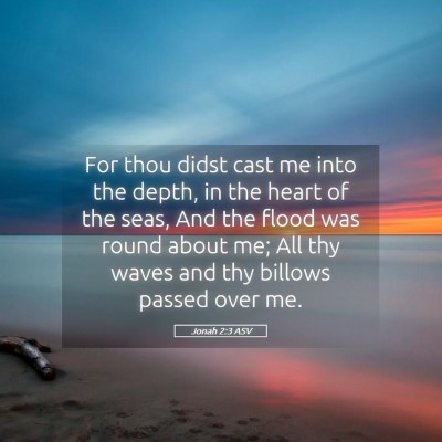 Picture 05 - Jonah 2:3 ASV - For thou didst cast me into the depth, in the - Bible Verse Picture