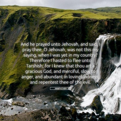 Picture 05 - Jonah 4:2 ASV - And he prayed unto Jehovah, and said, I pray - Bible Verse Picture
