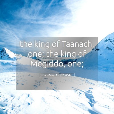 Picture 05 - Joshua 12:21 ASV - the king of Taanach, one; the king of Megiddo, - Bible Verse Picture