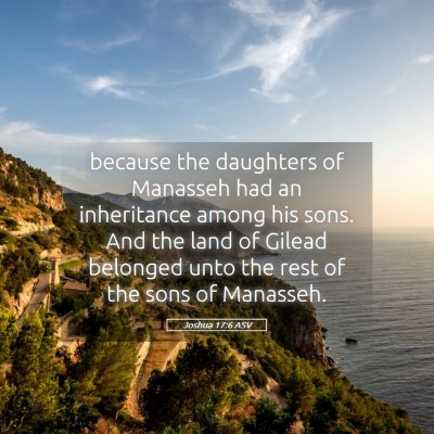 Picture 05 - Joshua 17:6 ASV - because the daughters of Manasseh had an - Bible Verse Picture