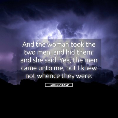 Picture 05 - Joshua 2:4 ASV - And the woman took the two men, and hid them; and - Bible Verse Picture
