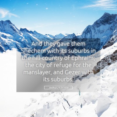 Picture 05 - Joshua 21:21 ASV - And they gave them Shechem with its suburbs in - Bible Verse Picture