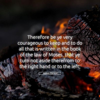 Picture 05 - Joshua 23:6 ASV - Therefore be ye very courageous to keep and to do - Bible Verse Picture