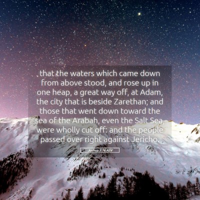 Picture 05 - Joshua 3:16 ASV - that the waters which came down from above stood, - Bible Verse Picture