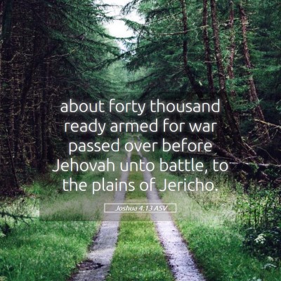 Picture 05 - Joshua 4:13 ASV - about forty thousand ready armed for war passed - Bible Verse Picture